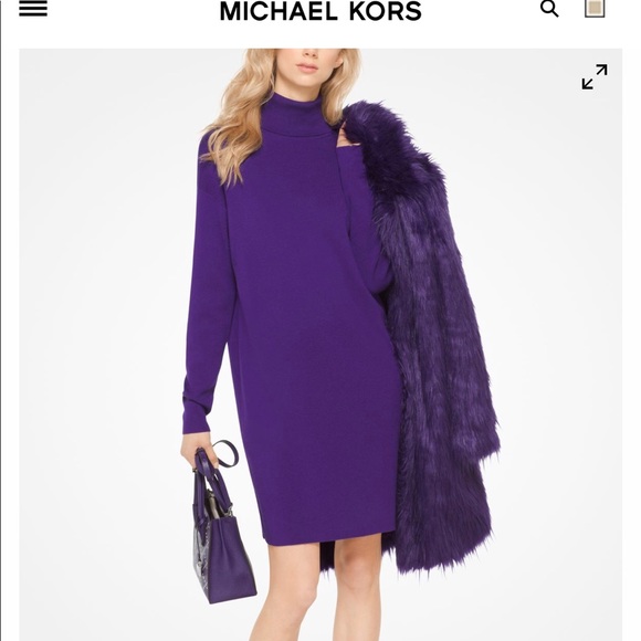purple turtleneck sweater dress